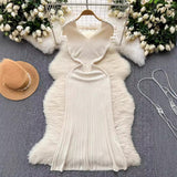Summer New Knitted Dress Women's French Retro High-End Slim Slimy Temperament Of The Body Fishtail Dress