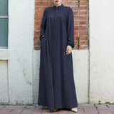 2025 New Muslim Women's Clothing Middle Eastern Arab Style Zippered Open-Shirt Into The Bag Temperament Loose Dress