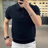 Short-Sleeved T-Shirt Men's Loose Niche Knit 2025 New Summer Personality Casual Simple Collar