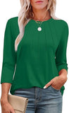 Explosion 2025 New Fashion Casual Roll Collar Seven-Sleeve Top Bottom Shirt