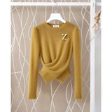 Wish Hot New Sweater Women's Round Collar Color Loose Fashion Knitted Shirt Long Sleeve