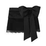 Z New Silk-Sense-Sensitive Bow Trim Lace-In-Use 466114 Miniskirt 4772512