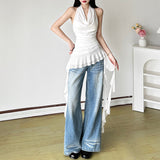 2025 Summer New Women's Dress French Sexy Temperament Fashion Collar Hanging Neck Sleeveless Waist Vest