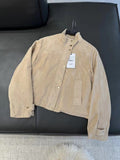 Spring 2025 New Women's Velvet Texture Effect Collar Long-Sleeved Jacket Work Jacket