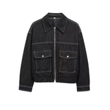 Spring 2025 New Set Jacket Jacket Denim Effect Folding Trousers Design Sense