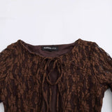 Spring 2025 New Fashion Temperament Round Horn Sleeve With Lace Dress Dress