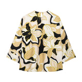 Printed Shirt Casual Suit Spring Jacket Seven-Sleeve Loose Top Broad Leg Trousers Two Sets Of Women