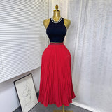 Classic Fashion Folding Wave Half-Dress French Sweet High-Waisted A-Shaped Skirt Mid-Long Folds Skirt