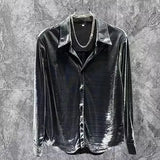 Hairstylist Men's Fried Street Long-Sleeved Shirt 2025 Spring And Autumn New Loose Handsome Bright Outside Wearing Shirt Men