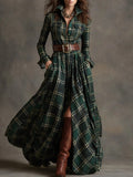 2025 Women's Shirt Dress Digital Print Collar Long Sleeve Retro Dress Dress