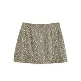 Ins2025 New Fashion Temperament Women's Army Green Beads Irregular Skirts