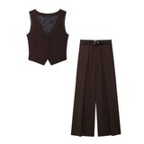 Women's Clothing 24 New Side Fork Vest Belt 100 Folded Casual Trousers