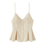 Single-Dran Buckle Swing 2025 Wide Short Female Vest Open Back Sexy Sling Skirt V-Neck Summer