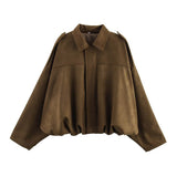 Women's 2025 Spring New Fashion Pilot Bat Sleeve Zipper Jacket T-Shirt