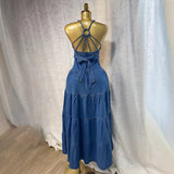 Women's Summer New Sexy Fashion V-Neck Suspension With Denim Dress Cake Dress