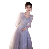Evening Dress Banquet Light Luxury Niche Host Dignified Atmospheric Dinner Long Long Sleeve Dress Student Art Exam Dress