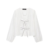 Women's Clothing 2025 New Fashion Temperament With Bow Shirt Top