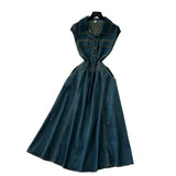 Light-Cooked Wind Niche High-End Feeling Collar Short-Sleeved Denim Dress Women 2025 Summer Leisure Slim Dress
