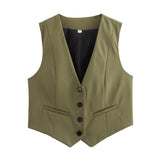 2025 Summer New Women's Street Fashion Leisure Vest 15 Color V Collar Vest