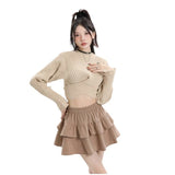 Black Short Skirt Autumn Dress Women's New Wick Velvet Cake Skirt Skirt High Waist Pongy Skirt A Skirt