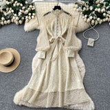 French Retro Romantic Atmosphere Feel Sleeveless Dress Women's Lace Mesh Design Super Fairy Temperament Long Dress