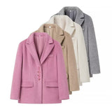 Women's Clothing 2025 Spring New Fashion Free Single Row Buckle Long Hair Suit Jacket
