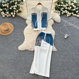 This Year's Popular Suit Women's Summer Fashion Leopard-Print Spliced Hat Jacket High-Waisted Open-Back Hip Skirt Suit