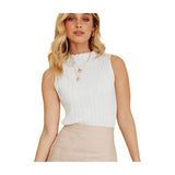 Summer New Solid Color Knitted Top Women's Sleeveless Pits To Wear A Vest