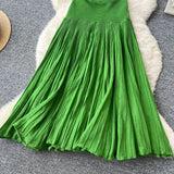 Light Luxury Famous Lady Senior Sense Sleeveless Knitted Dress Female Folds Splicing Body Of The Royal Sister Temperament Dress