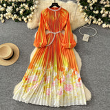 High-Grade Collar Nail Bead Lantern Sleeve Pearl Belt To Collect Long-Term Printed Pressure Skirt