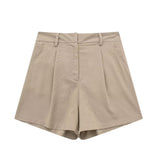 Women's 2025 Spring New Fashioned Colored Flax-Blend Vest + Shorts Set