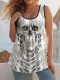 Summer Round Collar Vest New Art Splicing Pattern 3D Digital Printing Sleeveless Women's Folding Vest