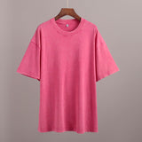 Washing Old Short-Sleeved T-Shirt 2025 Summer Relaxation Leisure Collar Water Washing Hair Short-Sleeved T-Shirt