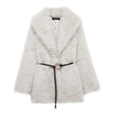 2025 Women's Winter New Artificial Fur Effect With Belt In The Long Fur Coat