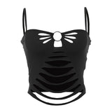 Women's Clothing 2025 Summer New Solid Color Sexy Hollow Bare Back Short Sling Belt Small Vest Woman
