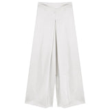 High-Grade Acetic Acid Solid Silk Silk Slipping Fascination Leisure Broad Leg Trousers 2025 Summer New High-Waisted Trousers