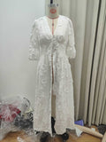 Women's New Waists Slim And Beautiful Little White Dress INS Net Red Standing Weight Embroidered Dress