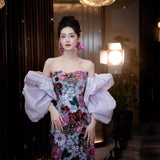 New Chinese Fishtail Evening Dress 2025 New Light Luxury Niche Morning Robe Toasting Bridal Purple Banquet Dress Dress Dress