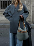 2025 New V-Neck Inclined Door Blazer Blazer Loose Double Pocket Decorative Top