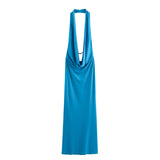 24 New Summer Women's Clothing White Folded Neck Dress