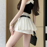 Small Retro With Belt Solid Color Bony Skirt Women Summer Commute High Waist Slim Half Body Skirt Babes