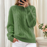 Red Literary And Art Retro Semi-High-Collar Sweater Women Loose Large Plate Type 2025 Autumn And Winter Casual Knitted Bottom Shirt