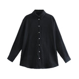 2025 New Women's Autumn Printing Multi-Color Silk Sipping Long-Sleeved Collar Loose Shirt Top