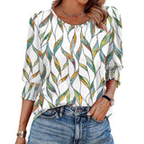 25 Color Women's Clothing 2025 Autumn Loose Leisure Printing Seven-Sleeve Round-Neck T-Shirt Top