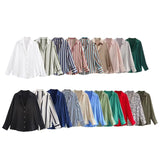 New Women's Clothing In Autumn 2025 20 Color Buff Silk Densate V Collar Long-Sleeved Striped Vertical Shirt