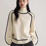 2025 Maillard Autumn Winter Stripes Thin Leisure Loose Set Knitted Lazy Wind Sweater
