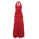 2025 New Women's Wear Winter Winter New Women's Fashion Sexy V-Neck Neck Vest High Waist Half Skirt