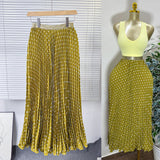 Classic Fashion Folding Wave Half-Dress French Sweet High-Waisted A-Shaped Skirt Mid-Long Folds Skirt