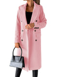 Women's Spring 2025 Coat Hair, Coat Solid Long Sleeve Double Buckle Bag Temperament Elegant