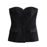 Women's Clothing 2025 Spring New Sexy 4 Color Tight Single-Breasted Breast Small Vest + Short Skirt Set